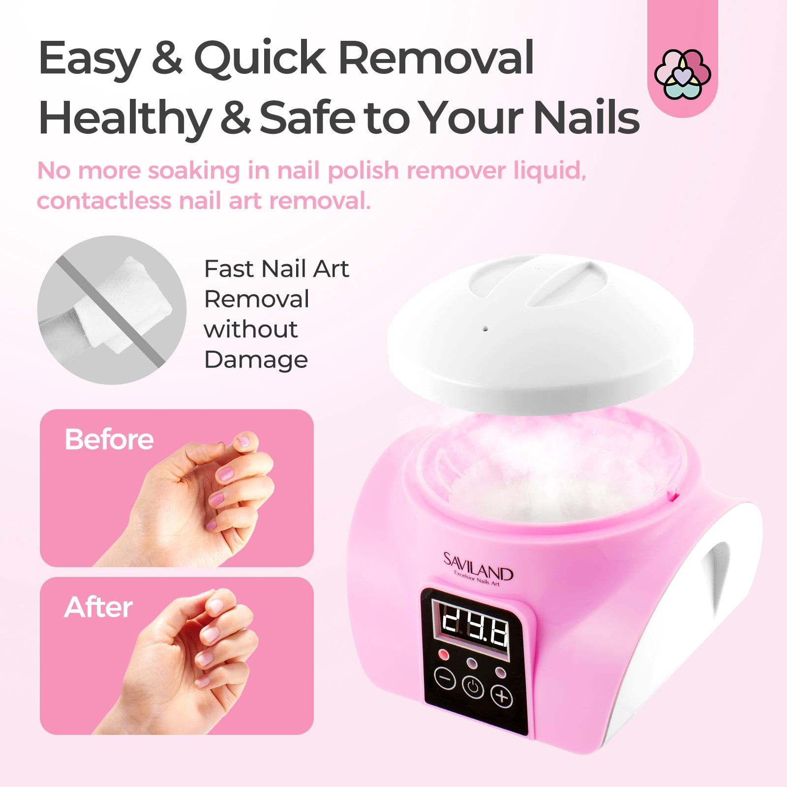 SAVILAND Fast Steam Nail Polish Remover Machine: Smart Steam Gel Polish Remover Gel Nail Polish Remover Machine Portable Temp Control Gel Removal Nail Tools Nail Scraper Nail File Buffer