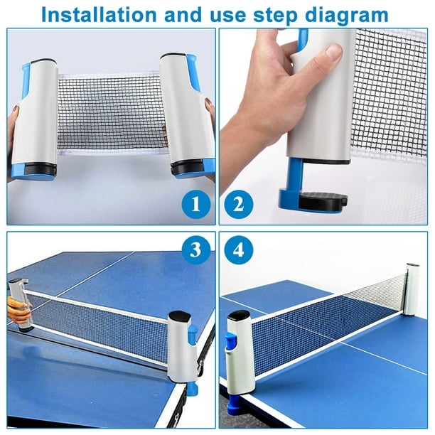 Roofei Retractable Portable Table Tennis Net And Post Set (Adjustable Length) - Play Ping Pong Anywhere