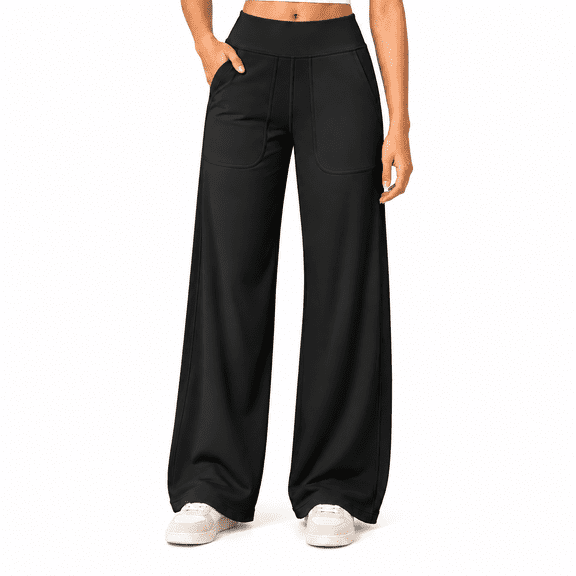 Unbranded Women's Stretch Straight-Leg Athletic Pants, Black, M