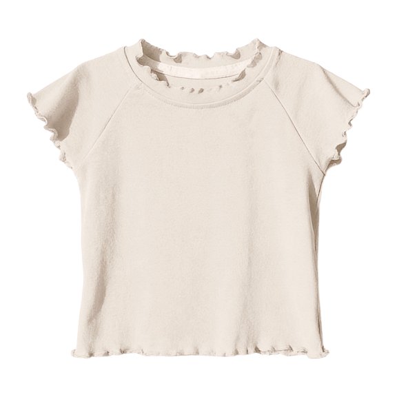 Khunlpohl Kid's Short Sleeve Tshirt Cotton Crew Neck Solid Color Basic Summer Fashion Casual Tshirt for Kids 12Months-9Years