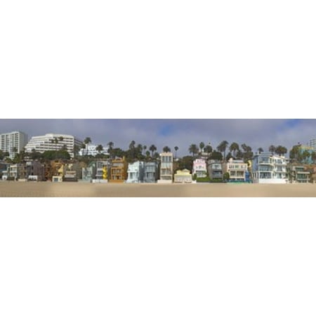 Houses on the beach Santa Monica Los Angeles County California USA Canvas Art - Panoramic Images (20 x