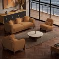 thumbnail image 5 of Morden Fort Sherpa Fabric Single Sofa Chair, Armless Chair and 3-Seater Couch Set, Modern 3 Pcs Sofa Living Room Set, Apartment, Reception Room, Caramel, 5 of 8