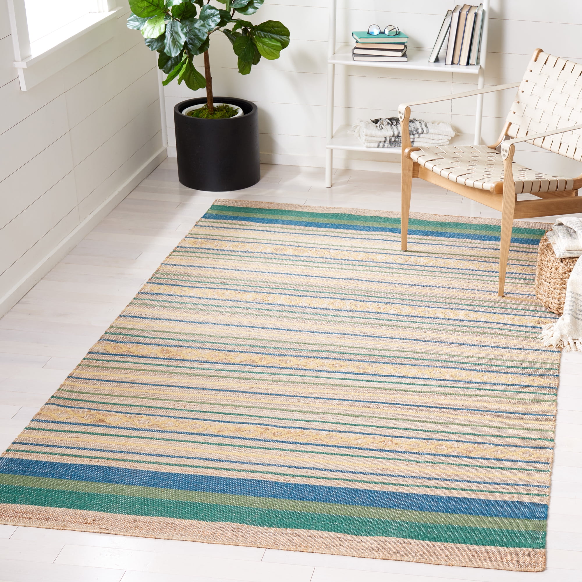 Safavieh Kilim Candis Striped Area Rug, Natural/Green, 5' x 8'