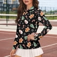 thumbnail image 2 of Yuyamidu Snowman Golf Shirt for Women Size 2XL Gingerbread Man Top Long Sleeve Tennis Shirt Christmas Quarter Zip Activewear for Outdoor Sports, 2 of 8