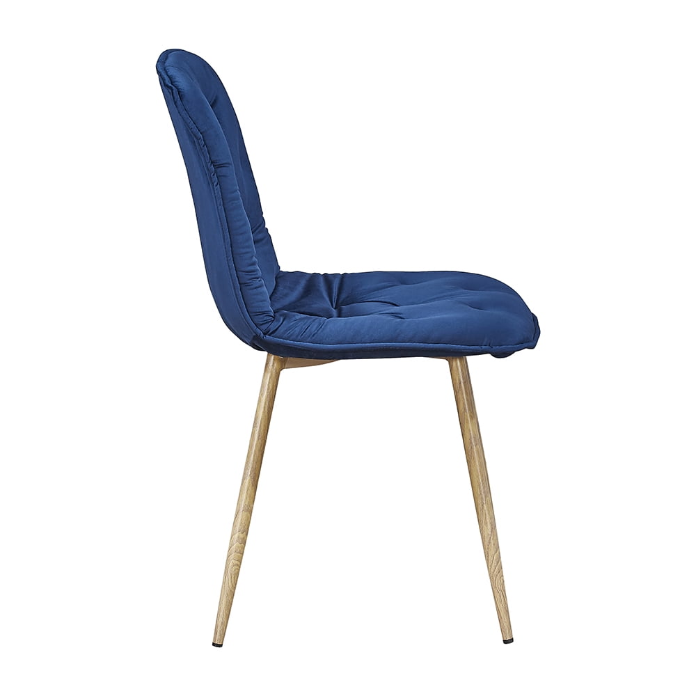 Kepooman Modern Dining Chairs Set of 4, Leisure Chic Velvet Chairs with Metal Legs and Padded Seat&Back, Side Chairs for Makeup/Bedroom/Kitchen/Living Room/Cafe, Blue Kepooman Modern Dining Chairs Set of 4, Leisure Chic Velvet Chairs with Metal Legs and Padded Seat&Back, Side Chairs for Makeup/Bedroom/Kitchen/Living Room/Cafe, Blue