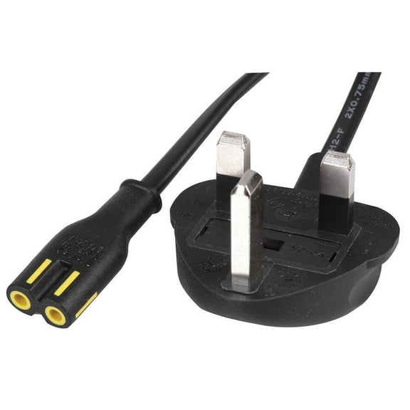 VOLEX - 3A UK Mains Plug to IEC C7 (Figure 8) Socket Power Lead Black 1m