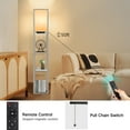 thumbnail image 2 of OUTON Floor Lamp with Shelves and Charging,  63.7''  Dimmable Standing Tall Wood Shelf Lamp with Remote for Living Room, Bedroom, Grey, 2 of 11