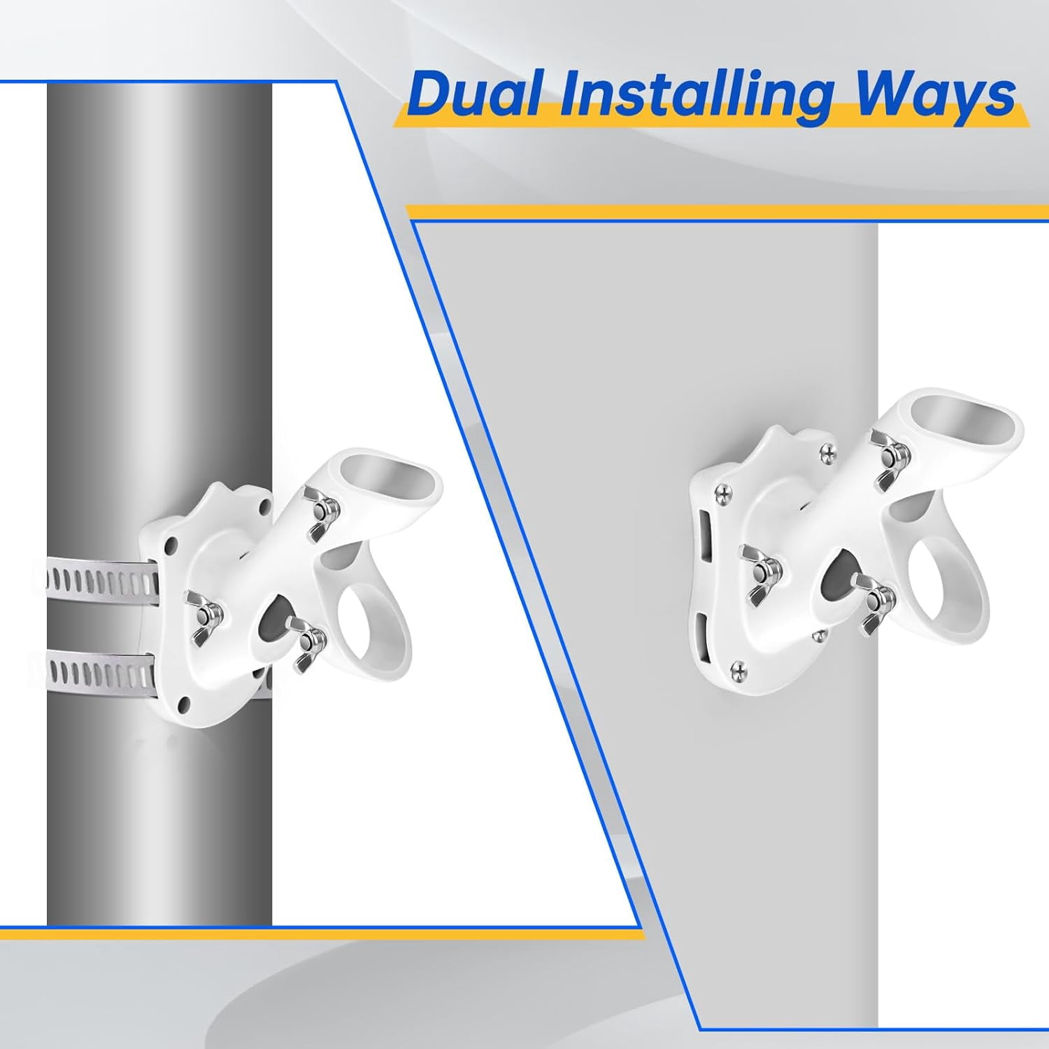 Flag Pole Kit- Stainless Steel 5 FT Flag Poles with1 Inch Metal 360° Rotating Flag Pole Rings Clip, Two-Position Flag Pole Holder Brackets Mounting for Outside House Outdoor Porch(5 FT - Sliver)