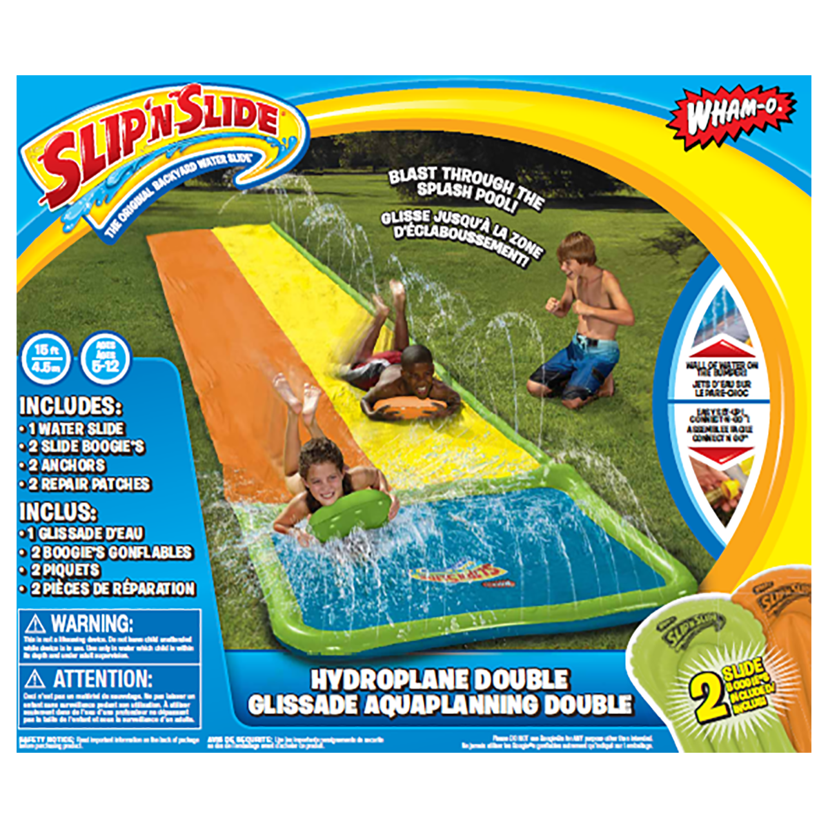 Wham-O Slip N Slide Hydroplane XL Triple 18 FT Inflatable With Splash Water Pool for sale online 