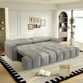 thumbnail image 4 of TICOZE 90.2" King Size 3-in-1 Convertible Sleeper Sofa Bed, Modern Light Grey Teddy Fabric 4-Seater Couch with Storage Chaise and Casters for Living Room, Office and Apartment, 4 of 10