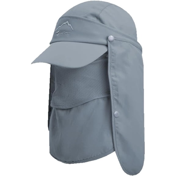 Fishing Hat Sun Cap Men Women Outdoor Hiking Hat with Removable Mesh Mask Neck Flap Cover, UPF 50  for Sun Protection
