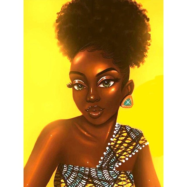 Diamond Painting (DE9155) Fashion Girl Square Handicraft (FH200) 50x70cm Negro Hugtrwg Para estrenar