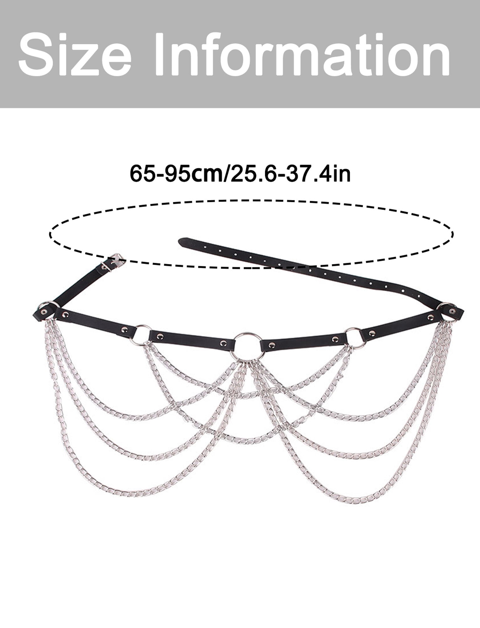 Punk Leather Body Chain Gothic Waist Harness Layered Belt Nightclub Prom Punk Leather Waist Chain Belt Ring Harness Body Chain  main image 3