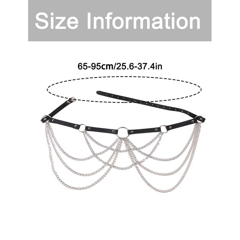 Plus Festival Faux Leather Belly Chain Belt Gothic Leather Waist Belt Body Chain Adjustable Waist Strap  main image 3