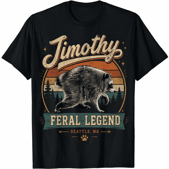 Jimothy Raccoon Seattle Feral Legend Meme T-Shirt, Funny Wildlife Graphic Tee, Viral Internet Meme Shirt, Outdoor Nature Gift