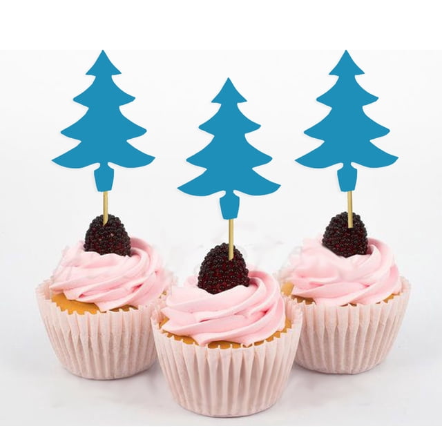 Darling Souvenir Christmas Tree Cupcake Toppers Dessert Decorations - Pack Of 20