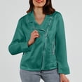 thumbnail image 4 of Casual Jacket for Women Fall Faux Suede Long Sleeve Slim Fit Zip Up Collared Cropped Jacket with Pockets Outerwear, 4 of 5