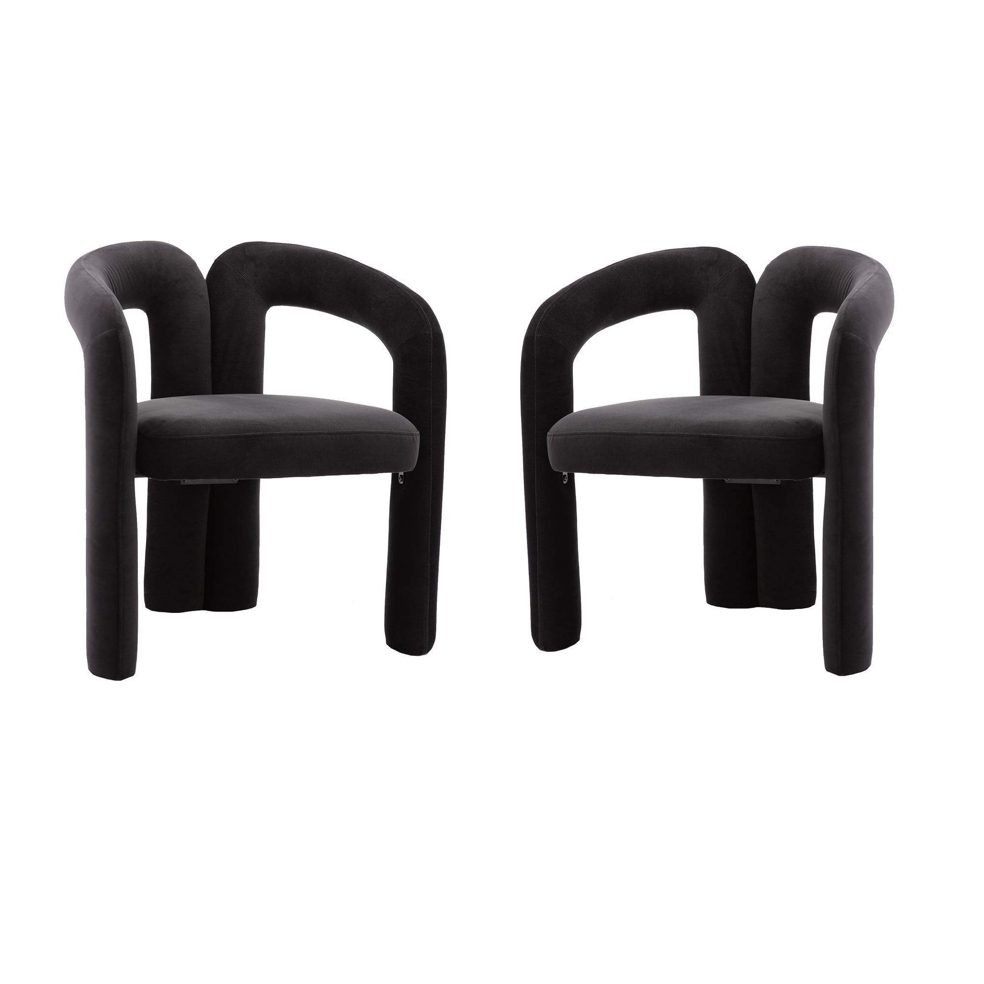 Sailvan Contemporary Velvet Barrel Accent Dining Chairs, Set of 2, Upholstered Side Chairs, Beige