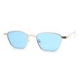 thumbnail image 3 of Retro Mod Indi Dapper Metal Rim Rectangle Sunglasses Gold Blue, 3 of 4