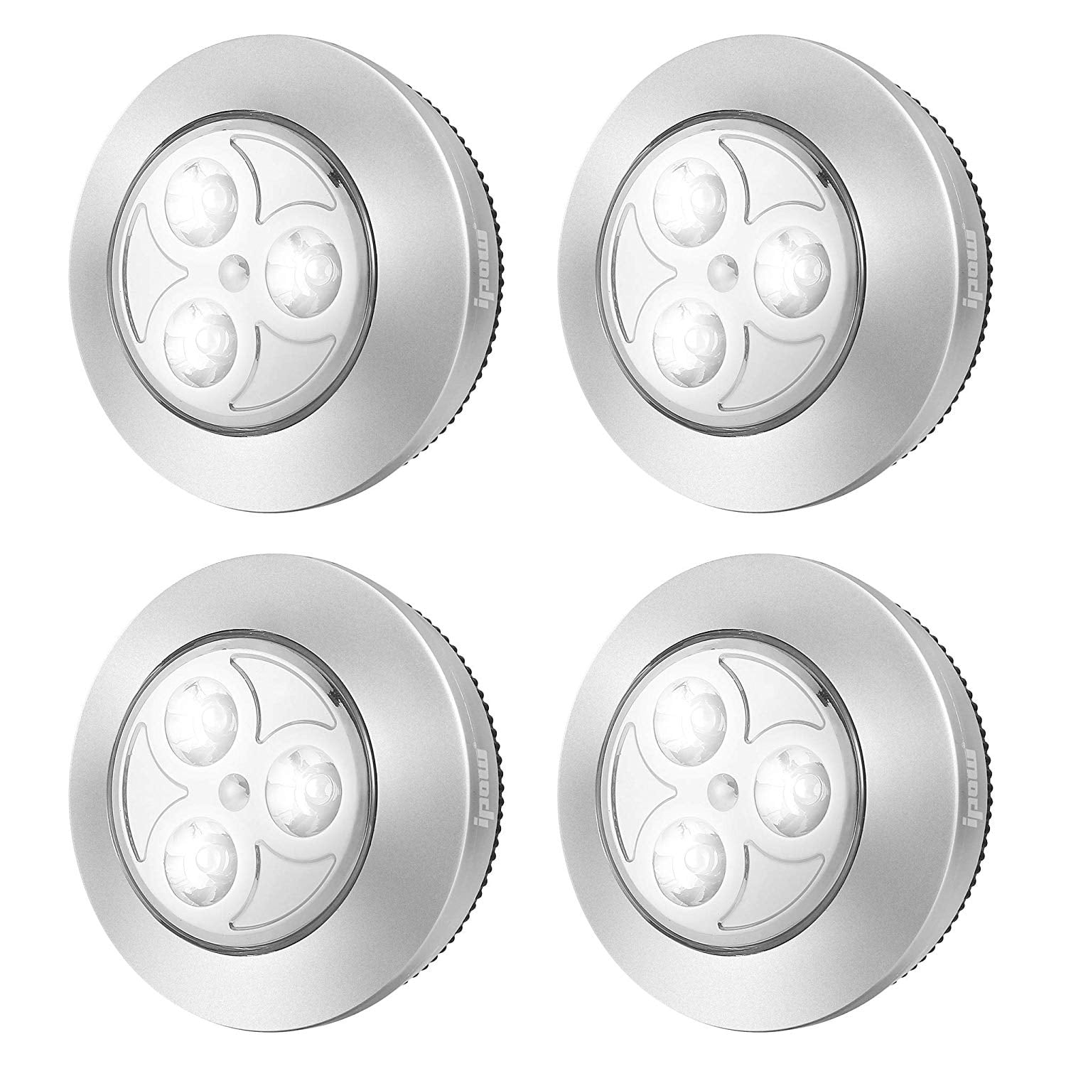 4 Pack Upgraded Cordless Tap Lights Sticky LED BatteryPowered Push