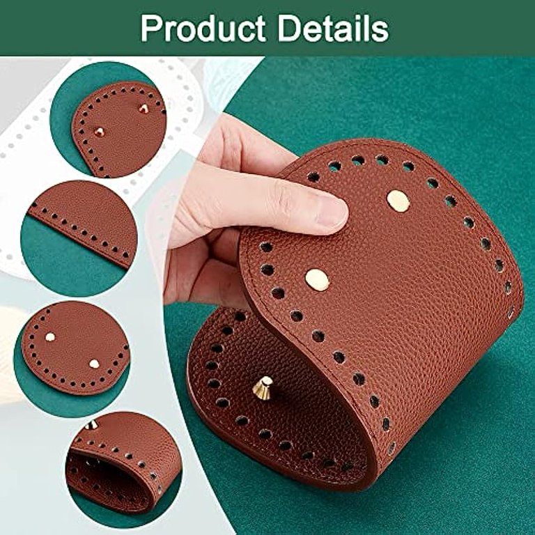 Uxcell Oval PU Leather Bag Bottom Shaper Pad – 9.84x4.72 Inch Base For DIY Crochet, Knitting & Purse Making (Dark Brown)