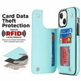 thumbnail image 4 of Nalacover Case for iPhone 14 Plus Card Holder Wallet Case, RFID Blocking Luxury PU Leather Fashion Back Flip Cover with Kickstand Magnetic Buttons Shockproof Case for iPhone 14 Plus, Mint, 4 of 7