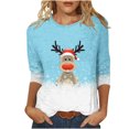 thumbnail image 1 of Women's Round Neck Three Quarter Sleeve Christmas Printed Top, 1 of 1