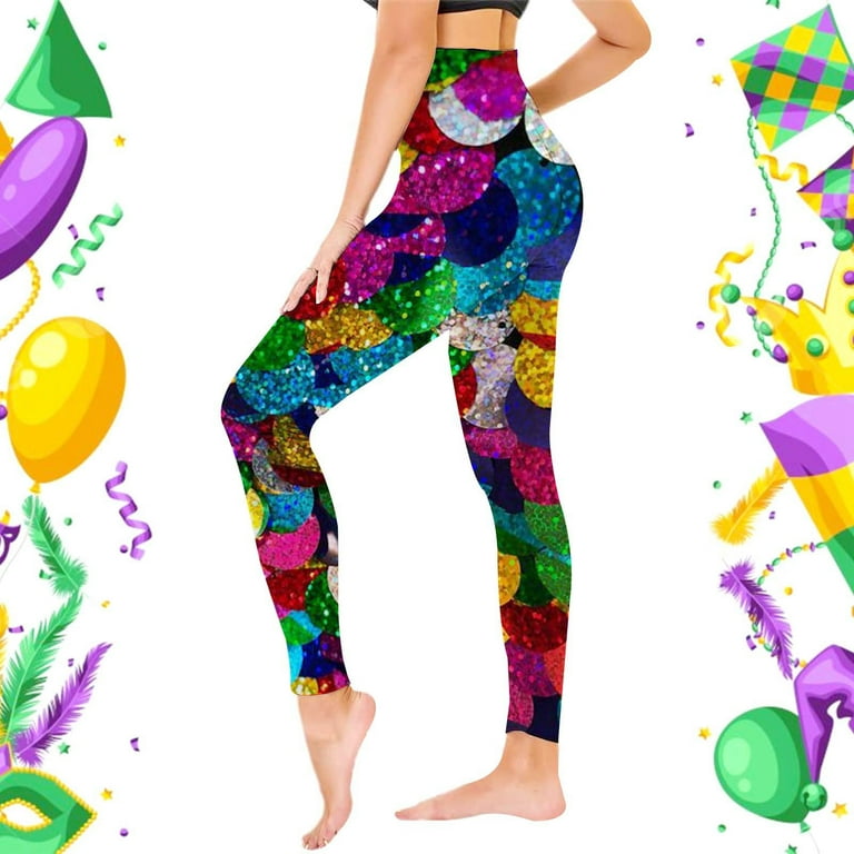 EHRWE Women Leggings Casual Funny Slim Fit Gym With Carnival Print Print  And High Waisted Yoga Pants 