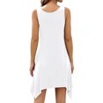 thumbnail image 3 of Women Irregular Hem V Neck Sleeveless Solid Color Beach Mini Dress, 3 of 3