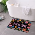 thumbnail image 3 of FJPT Welcome Floral Non Slip Flannel Polyester Floor Mat For Bathroom Kitchen Bedroom Decor 31.5x19.7 inch, 3 of 5