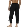 thumbnail image 3 of Men's Lace-Up Pants - Drawstring Waist for Costume & Casual Leisure Black M, 3 of 3