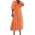 thumbnail image 1 of Amzcrzy Robes pour Femmes Robes Grande Taille pour Femmes aux Courbes Robes pour Femmes Femmes Robe à Manches 5/4 Col en V Couleur Unie Bouton Plissée Ample Décontractée Robe Décontractée pour Femmes Robes Décontractées pour Femmes Robes Midi pour Femmes, 1 of 6