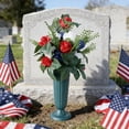 thumbnail image 6 of Cemetery Flowers for Grave, Headstone Flower Saddle, Artificial Rose Daisy Bouquets for Outdoor Grave Decorations, 6 of 6