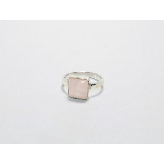 Heaven Crafts Natural Rose Quartz Ring Cushion Shape Stone Boho Dainty Jewelry Ring For Women
