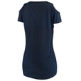 thumbnail image 3 of Women's G-III 4Her by Carl Banks Navy Cleveland Indians Clear The Bases Cold Shoulder Scoopneck T-shirt, 3 of 5