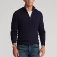 thumbnail image 2 of JTieacloth Mens Sweater Coats Autumn And Winter Warm Turtleneck Sweater Half Turtleneck(Blue), 2 of 5
