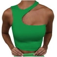 thumbnail image 2 of Tank Tops for Women under $5 Sleeveless Hanging Neck Summer Solid Camisoles Tank Green L, 2 of 3