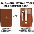 thumbnail image 3 of Beauty Power Nail Clippers Set for Men 3 in 1 - Stainless Steel Toenail and Fingernail Clippers with Glass File, Anti Splash, PU Leather Travel Case - Fathers Day Gift - Brown, 3 of 9