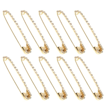 HOMEMAXS  10 Pcs Decorative Safety Pins for Clothing Brooch Women Fashion Golden