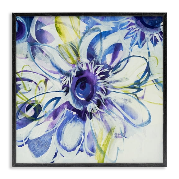 Stupell Industries Contemporary Modern Blue Flower Buds Black Framed Giclee Art, 12 x 12, by Liz Jardine