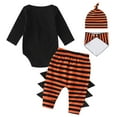 thumbnail image 7 of CPNG Baby Halloween Outfit Boy Girl My First Halloween Clothes 4 Pcs Monster Outfit Set with Long Sleeve Romper Pumpkin Striped Pants and Hats Cute Jumpsuit, 7 of 7