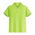 thumbnail image 1 of LNMQLPDBS Polo Garçon Manches Courtes Col Rabattu Boutons Unis pour Garçons et Tout-Petits Performance Active pour Printemps Été Vert 11-12 Ans, 1 of 3