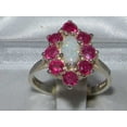 thumbnail image 3 of LBG British Made 18k White Gold Natural Opal & Ruby Womens Statement Ring - 33 size options - Size 10, 3 of 5