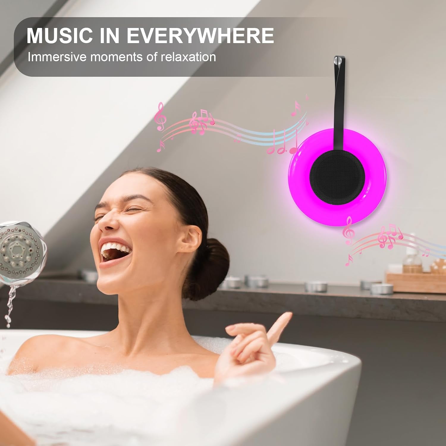 Floating Pool Speakers, Bluetooth Speaker Wireless with LED Light, IPX7 Waterproof Portable Speaker, Shower Speaker for Beach, Home, Outdoor, Spa, Gifts