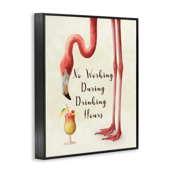 Stupell Industries No Working During Drinking Hours Phrase Tropical Flamingo Designed by Ziwei Li