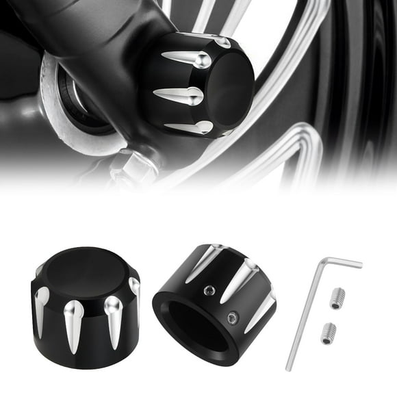 PBYMT Black Front Axle Nut Cover Cap Compatible for Harley Softail Electra Road Street Glide Sportster 2002-2023