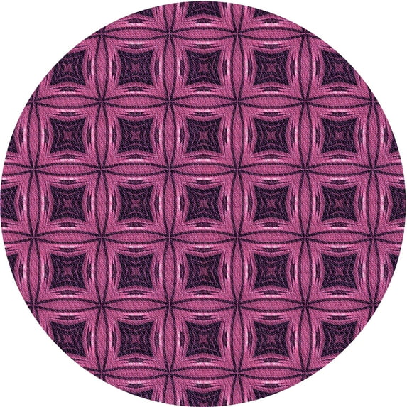 Ahgly Company Indoor Round Patterned Dimorphotheca Magenta Pink Area Rugs, 3' Round