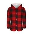 thumbnail image 7 of Christmas Women's Plaid Printed Fleece Thick Coats, Button-Down Hooded Sweater with Pockets, Fall Causual Outfits, 7 of 7
