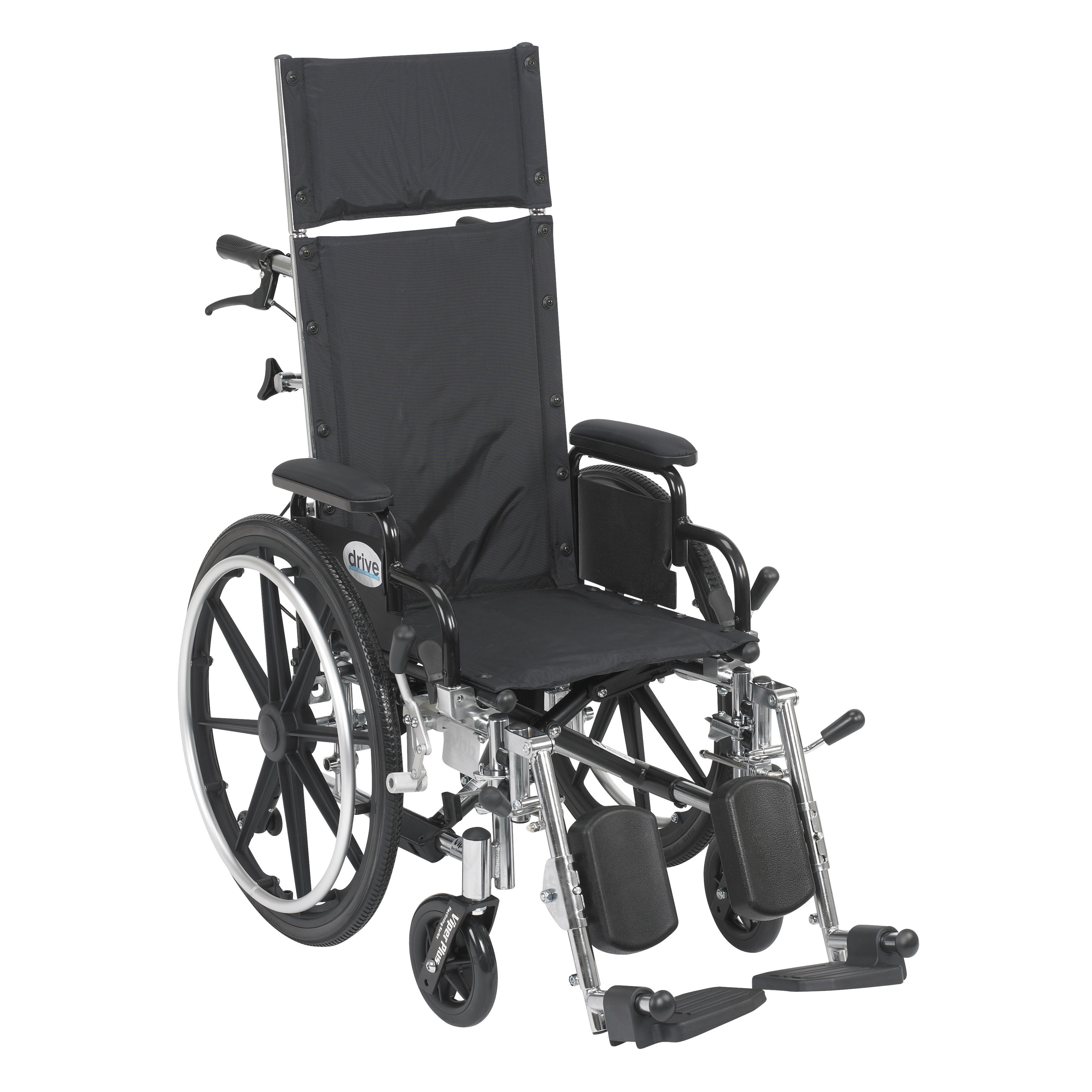 Drive Medical Viper Plus Light Weight Reclining Wheelchair with Elevating Leg Rests and Flip