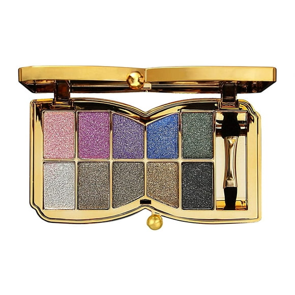Glitter Eyeshadow Palette,10 Colors Sparkle Shimmer Eye Shadow Highly Pigmented Long Lasting Makeup Set Gold (Type 1)